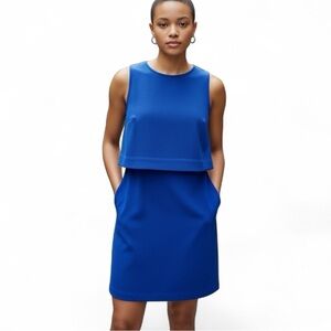 SUNCOO Paris Cyrus Electric Blue Mini Dress Open Back Sleeveless Pockets Size 12